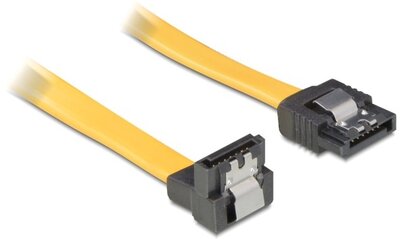 Delock 82482 lefele/egyenes sárga SATA (fémlappal) összekötő kábel - 0,7m