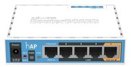 Mikrotik (RB951Ui-2nD) hAP router, 4x 10/100 LAN, 2.4Ghz, wireless-b/g/n, integrált antenna, passzív PoE