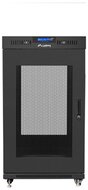 NET 19" szabadonálló rack szekrény 22U/800X800 perforált ajtó, lapraszerelt, LCD kijelző, fekete V2